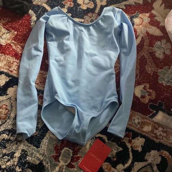 Capezio Girls' Team Basics Long Sleeve Leotard size l color light blue - Picture 6 of 6